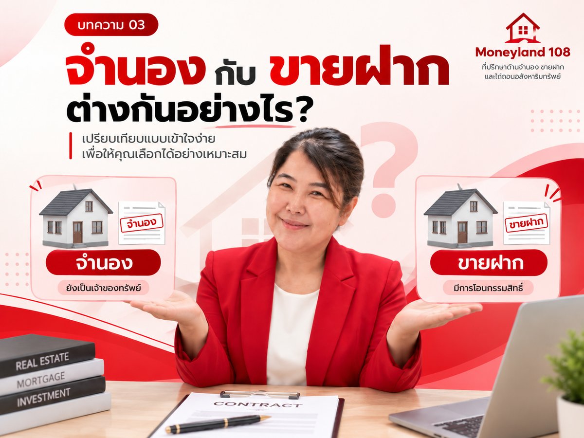 จำนองกับขายฝาก ต่างกันอย่างไร? เปรียบเทียบแบบเข้าใจง่าย